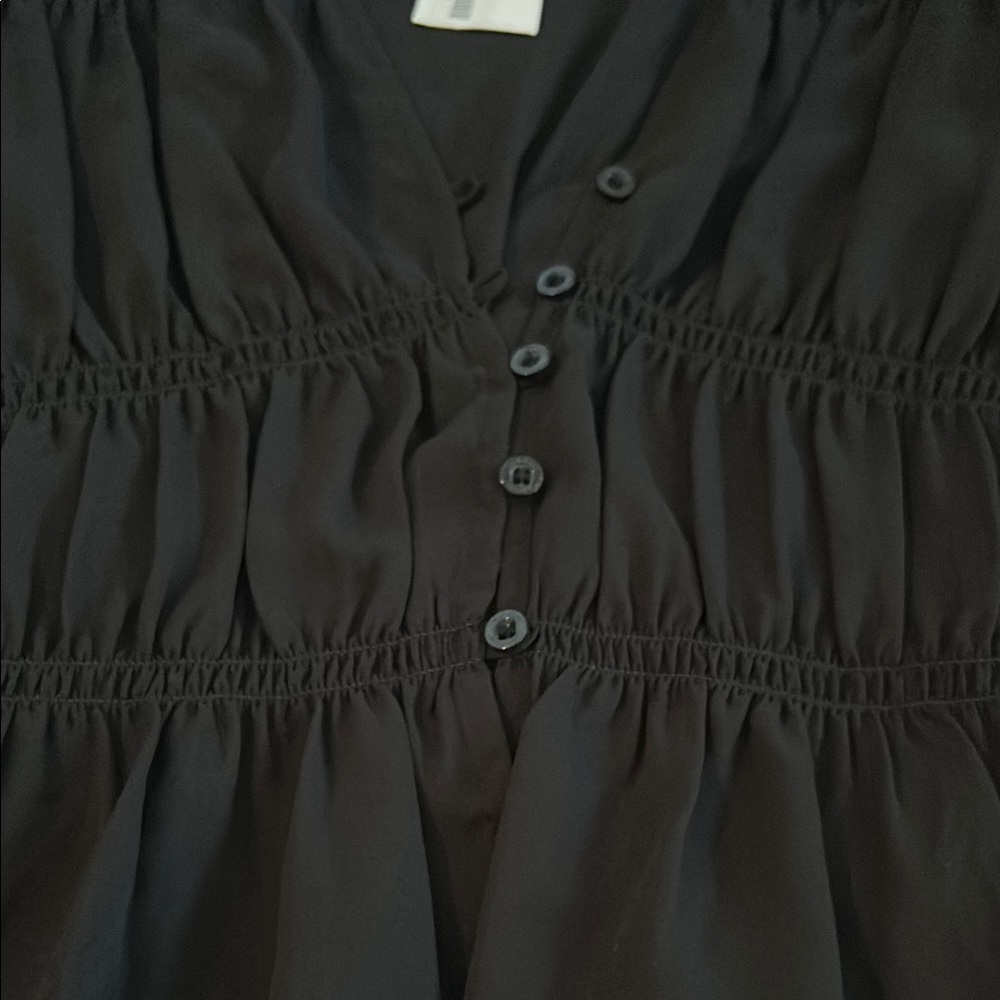 Calvin Klein Black Ruched Peplum Blouse - Picture 4 of 7